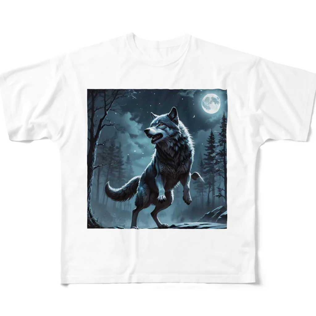 HUNTING DOGSのMoon Wolf フルグラフィックTシャツ