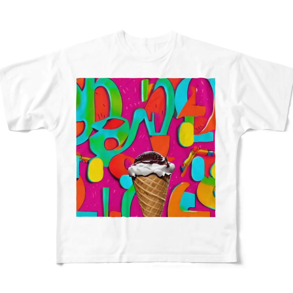 やま　イラストレーター　HEXA NET 販売美麗イラストレーター描きますのアイスクリーム All-Over Print T-Shirt