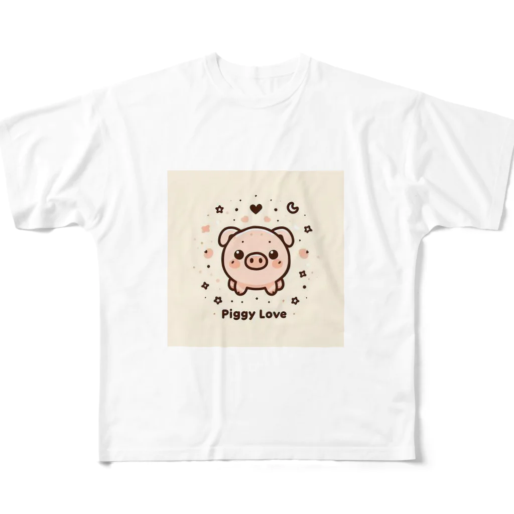 BUTAYAROUの可愛い子ブタちゃん フルグラフィックTシャツ