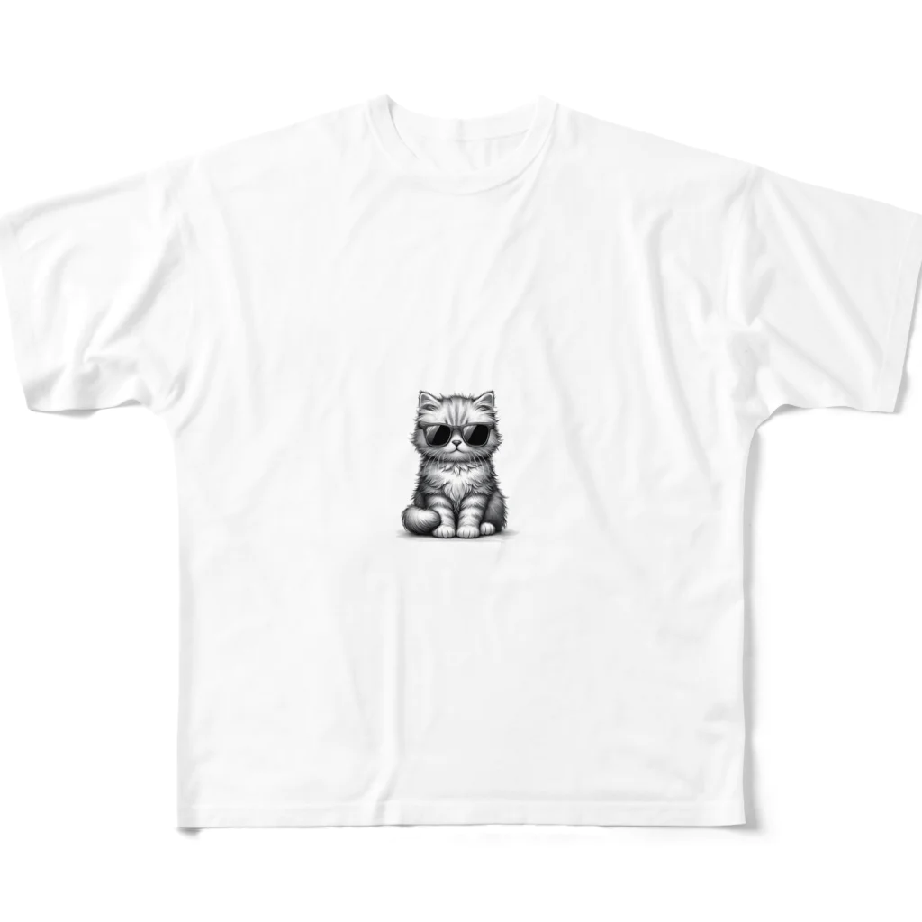 堂本晶宏のサングラス猫 フルグラフィックTシャツ