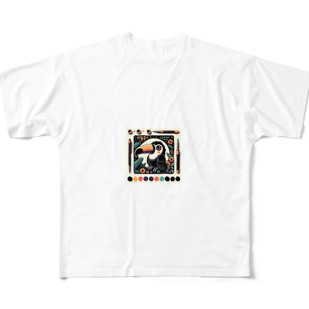 たんたん狸の不気味で可愛い森の不気味で可愛いオオハシ001 All-Over Print T-Shirt