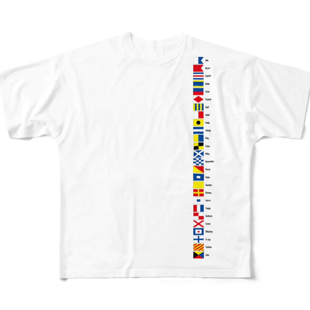 kimchinのカラフルな船の信号旗です! フルグラフィックTシャツ