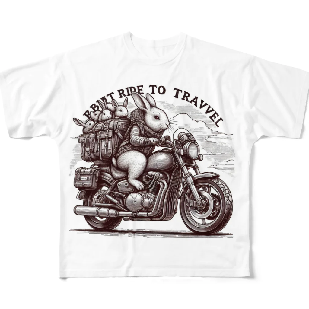 miyasaku102のバイク旅のウサギ フルグラフィックTシャツ