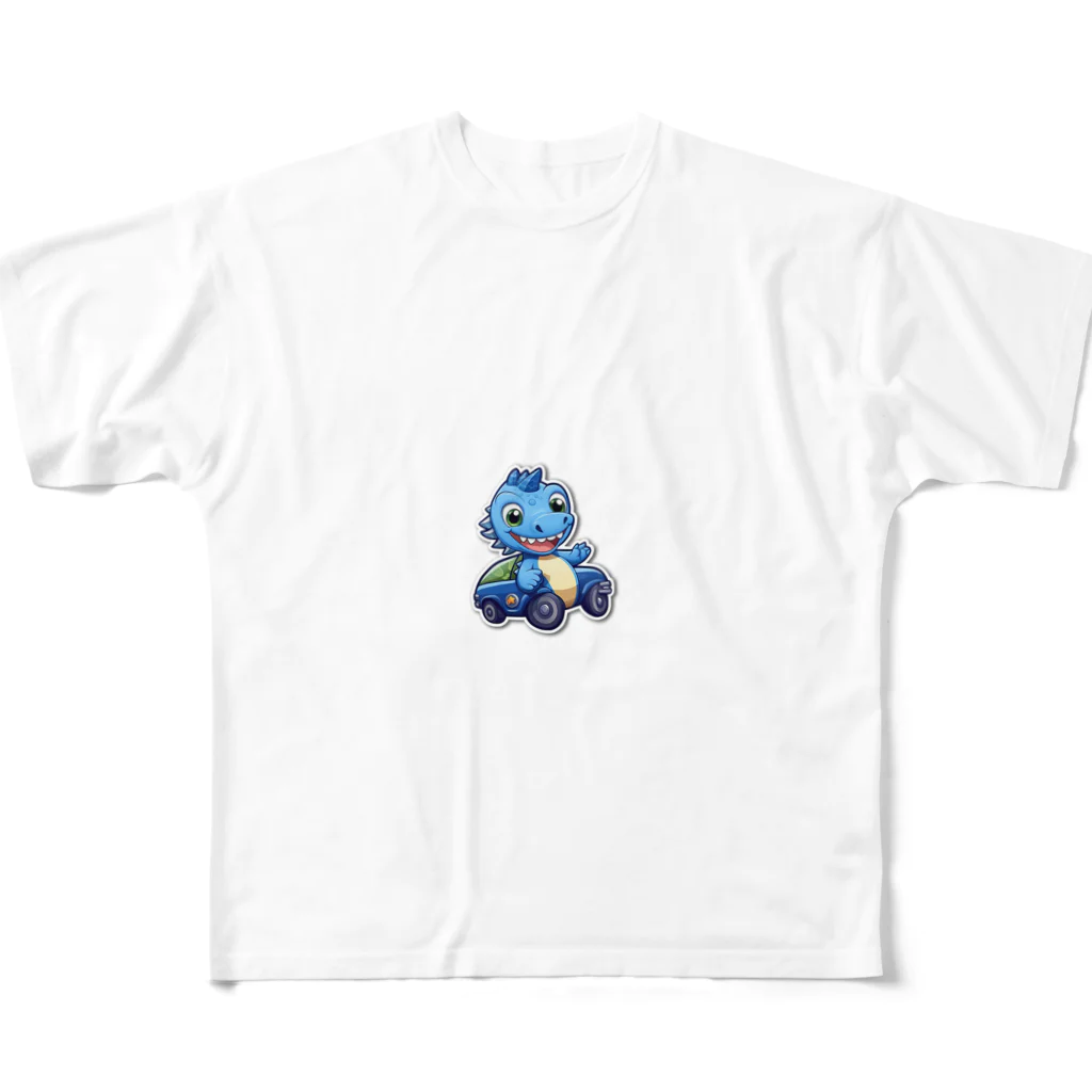 未来工房の恐竜パトカー All-Over Print T-Shirt