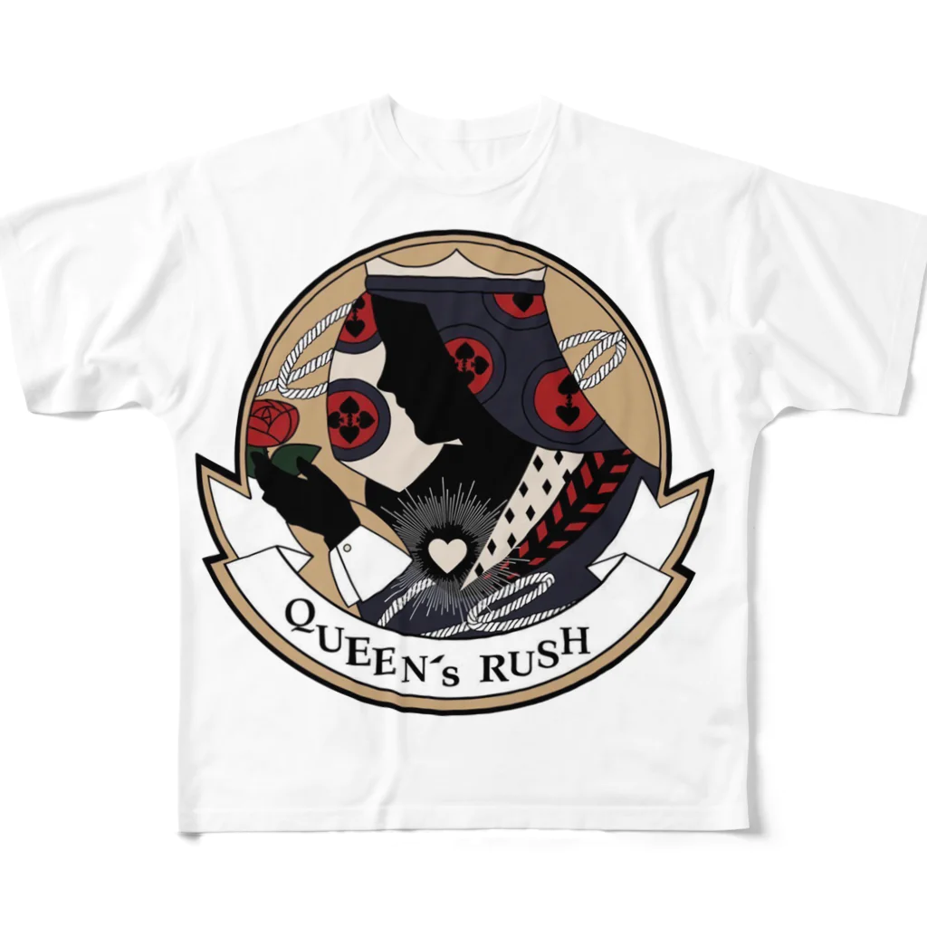 QUEEN’ｓRUSHのQUEEN'S RUSHショップロゴ All-Over Print T-Shirt