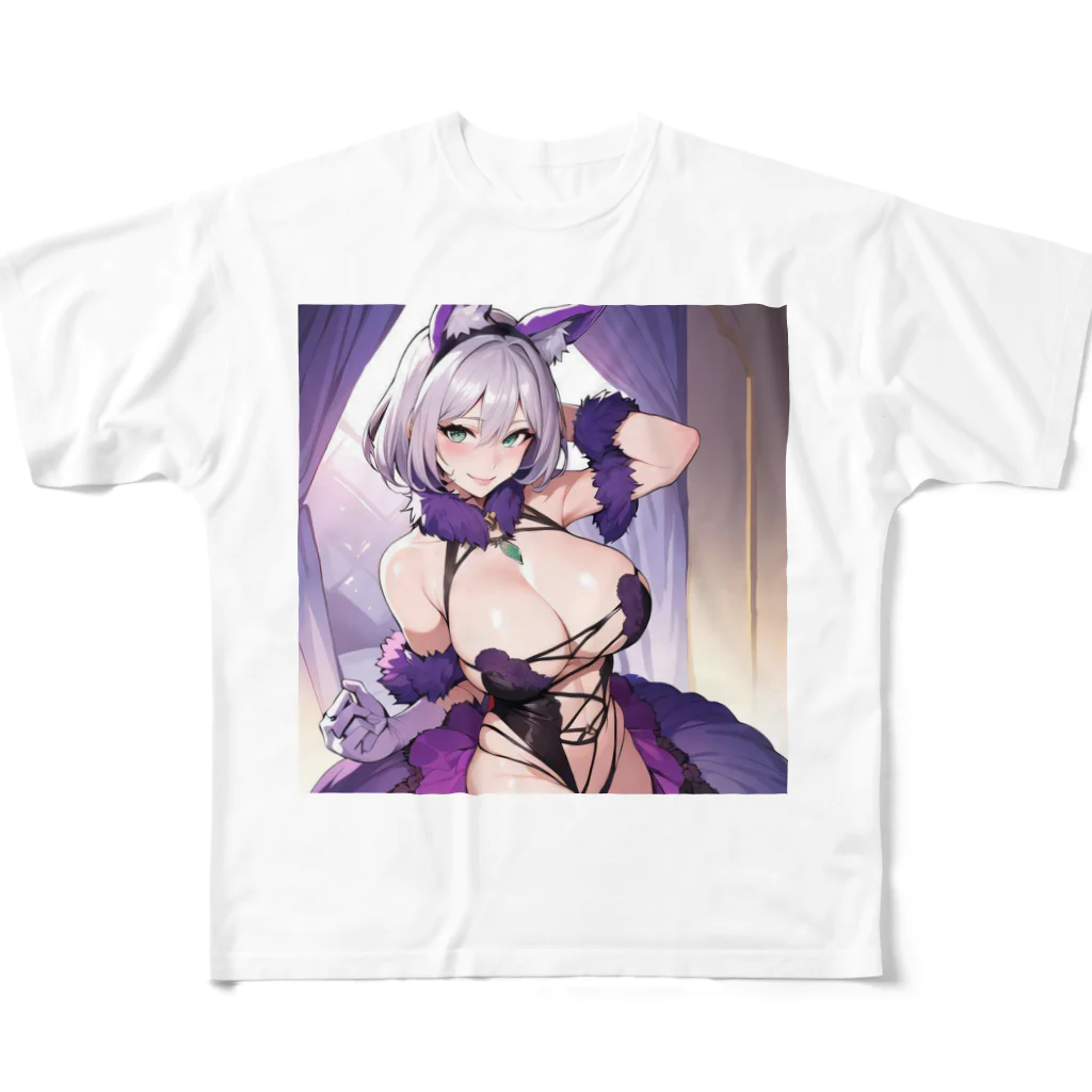 LONGSTONEの猫耳　美少女 フルグラフィックTシャツ