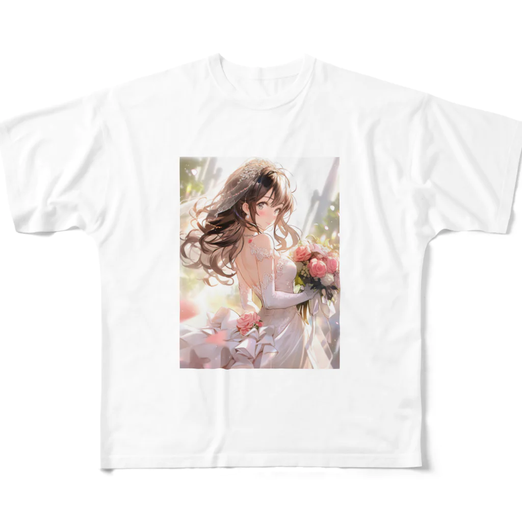 AQUAMETAVERSEのウエデｲングドレス　なでしこ1478 All-Over Print T-Shirt