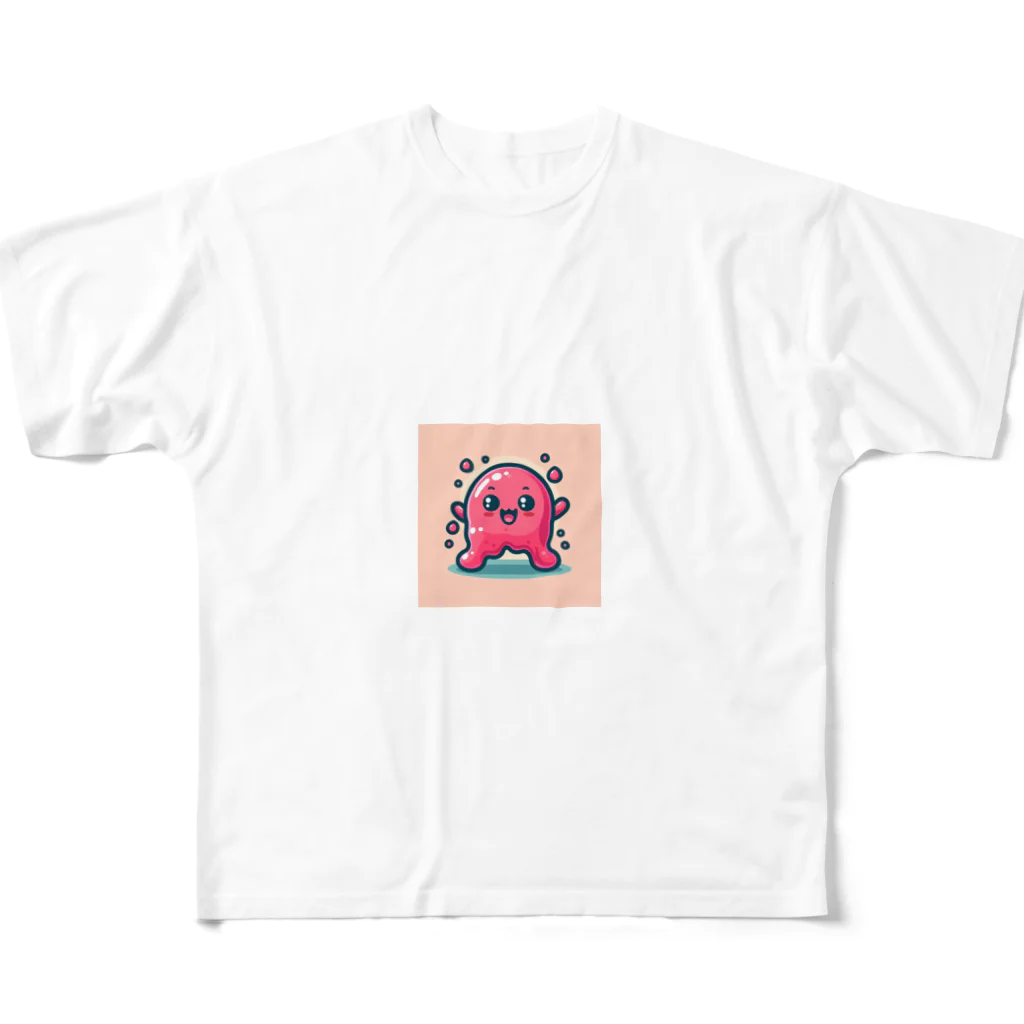 HASHIMONの可愛いピンクスライムくん フルグラフィックTシャツ