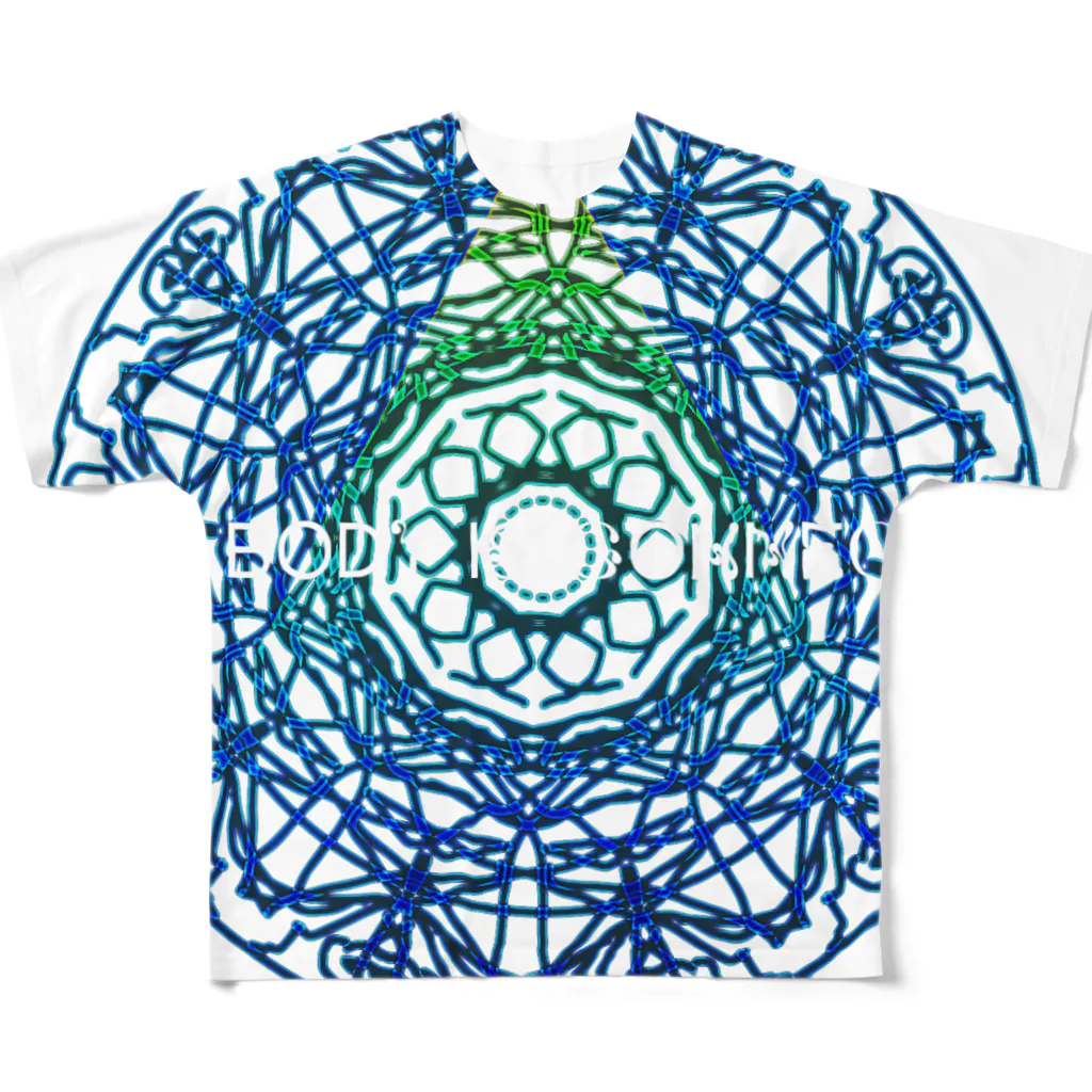 💖宇宙整体♪🌈♪こころからだチャンネル♪💖の宇宙曼荼羅　〜the body is connected〜 フルグラフィックTシャツ