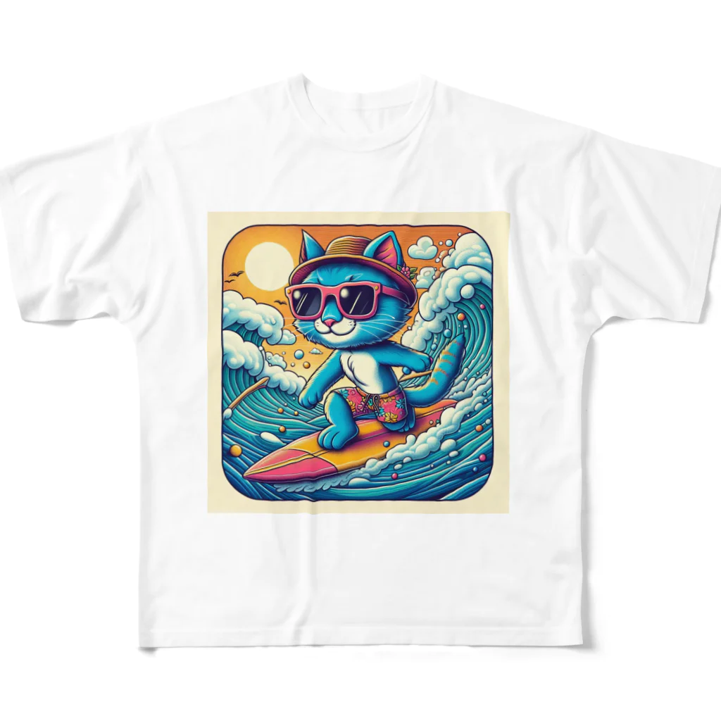 ふぇにゃんくすの猫サーファーたま All-Over Print T-Shirt