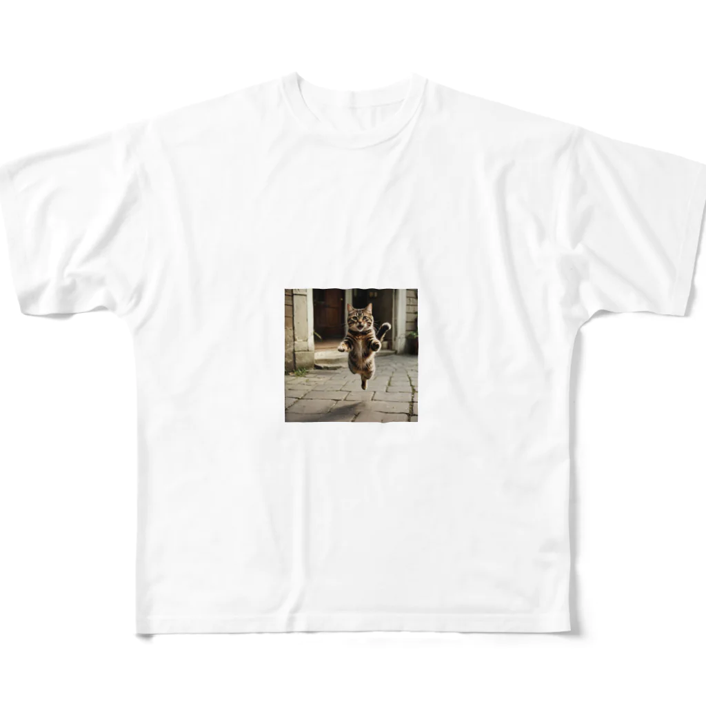 Suminekoのジャンプする猫さん All-Over Print T-Shirt