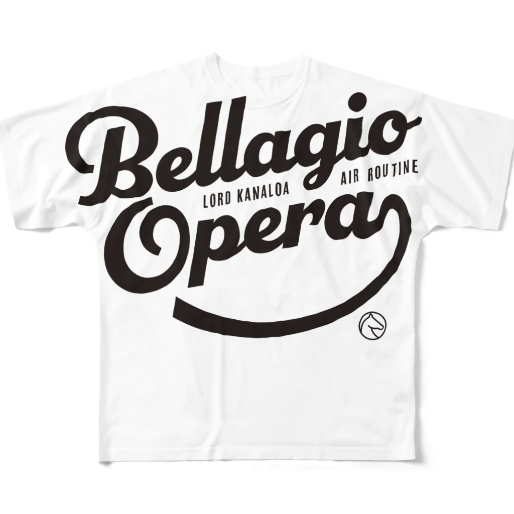 競馬おしゃれグッズ製作所のベラジオオペラ（タイポグラフィBLACK） All-Over Print T-Shirt