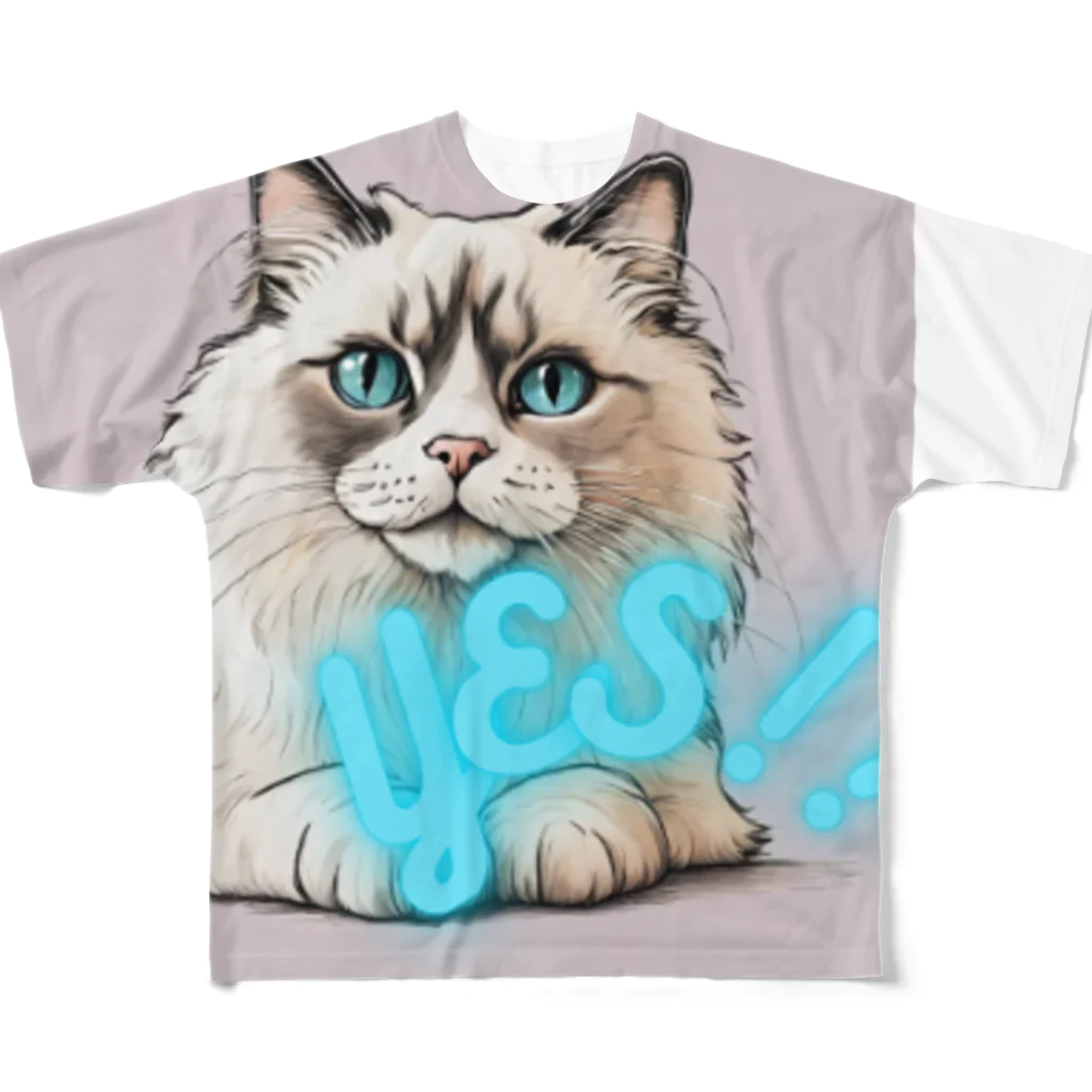 yae_8の猫　YES！！　おしゃれで前向きっぽい日常アイテム フルグラフィックTシャツ