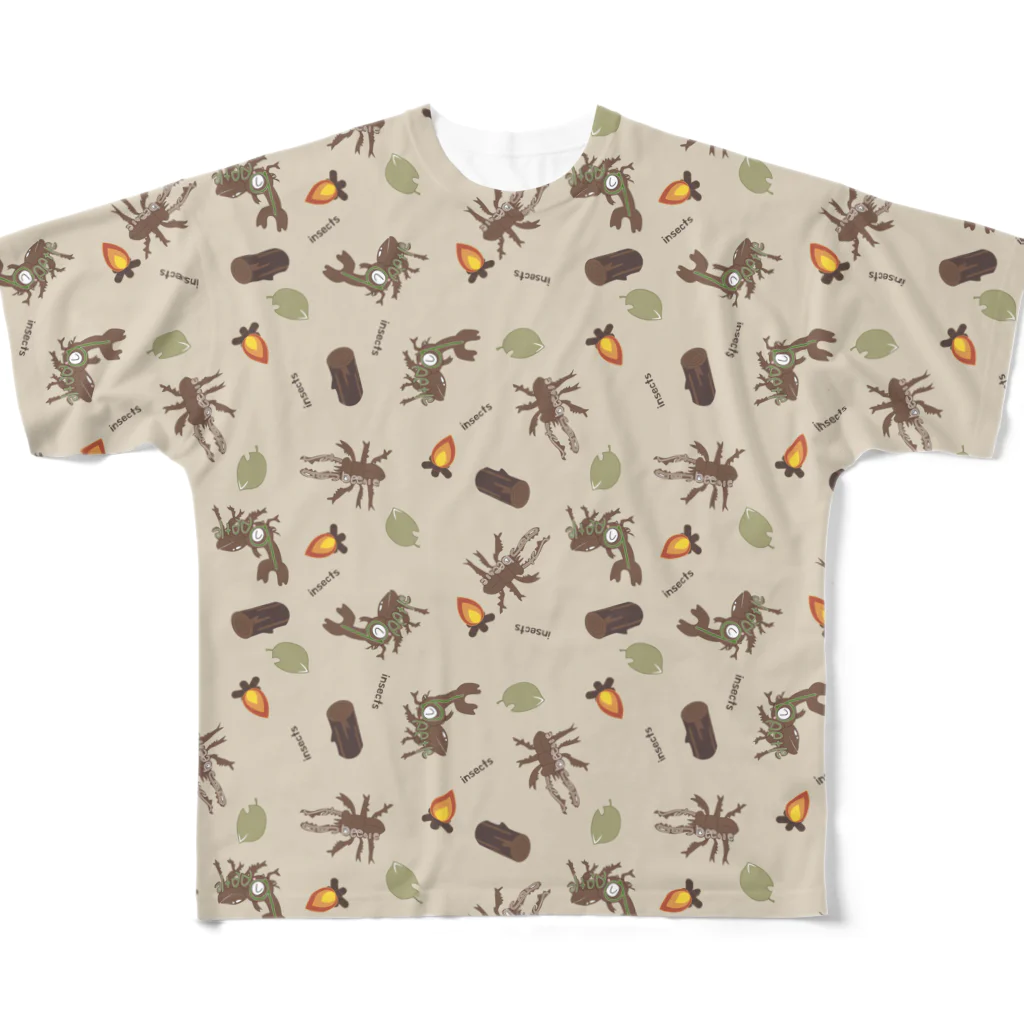 親子設計 ruchire 『知育文字』の昆虫 フルグラフィックTシャツ