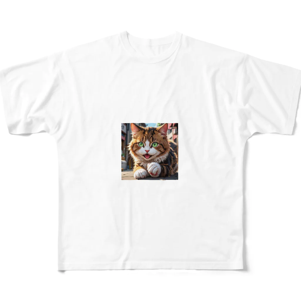 oz-chanの何かしようとしてる猫 All-Over Print T-Shirt