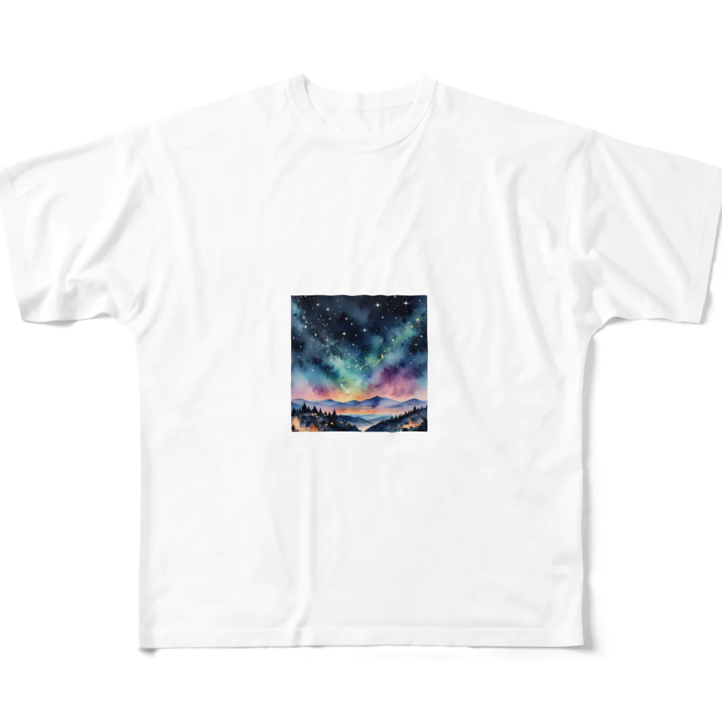 オーロラの里の星空の魔法 All-Over Print T-Shirt