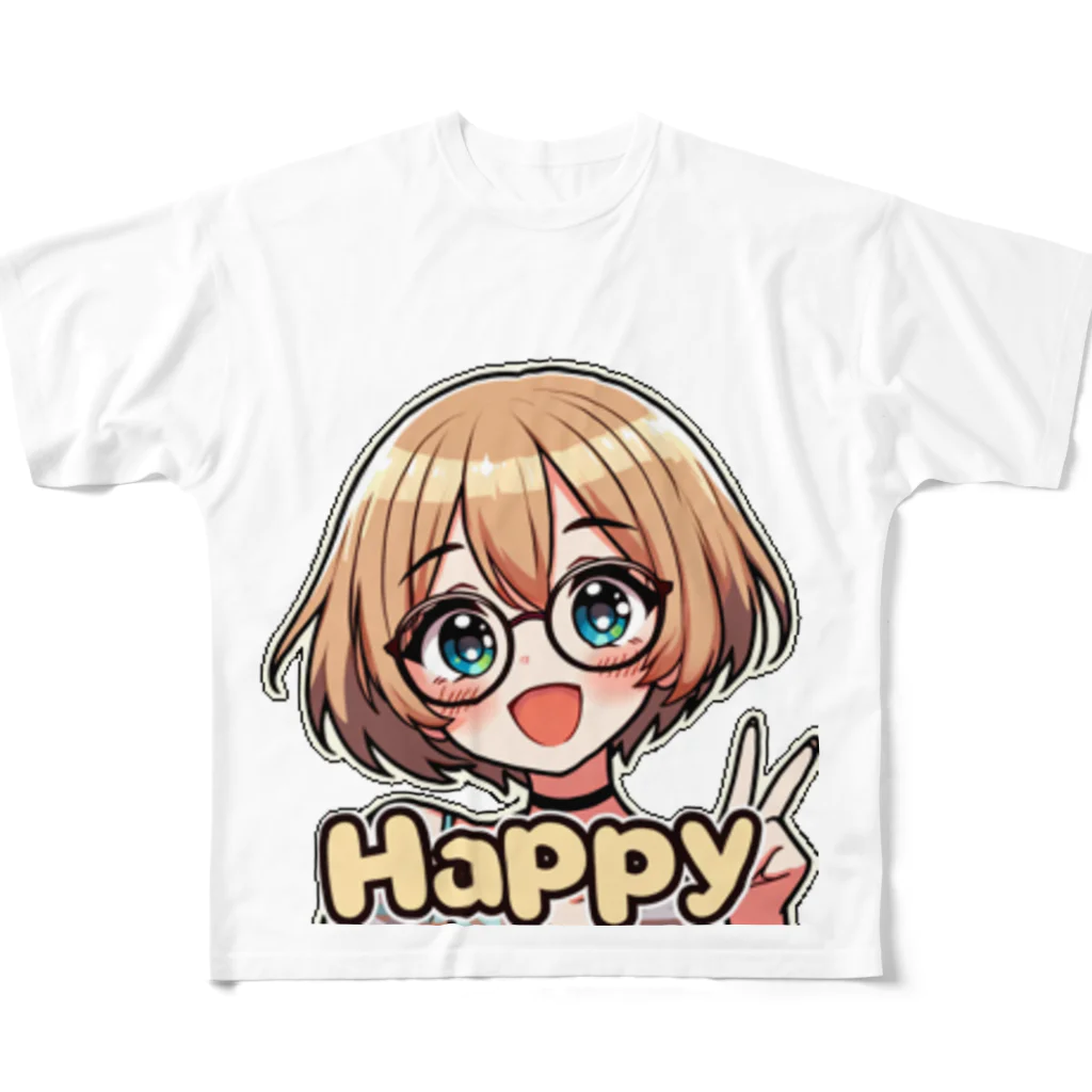 Kusareshiroの金髪ショートカット眼鏡美少女ちゃん All-Over Print T-Shirt