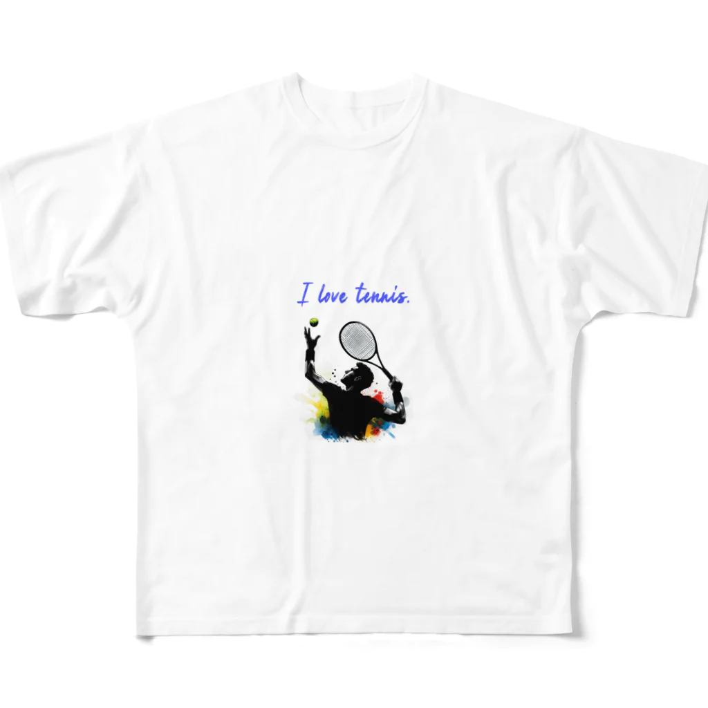 Tomohiro Shigaのお店のI love tennis. フルグラフィックTシャツ