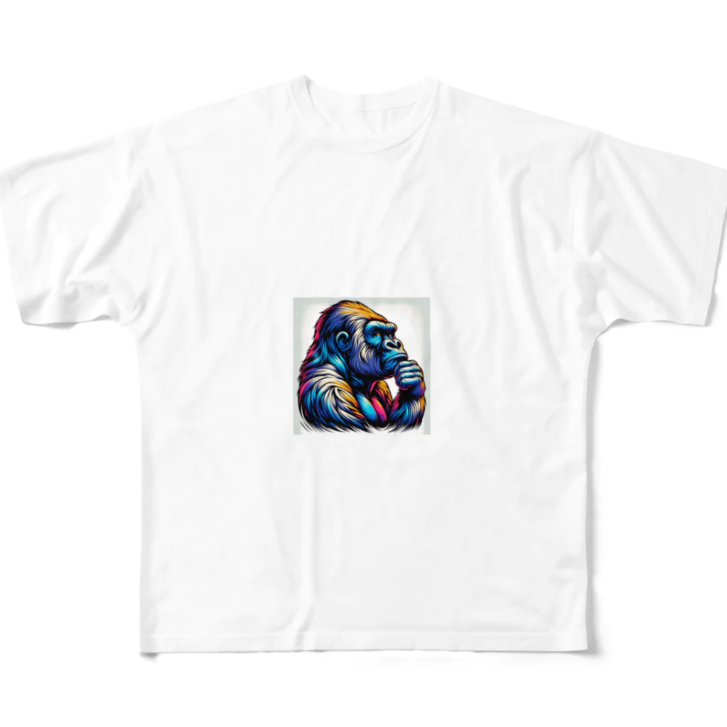 miidayo1のおとぼけゴリラの横顔 フルグラフィックTシャツ