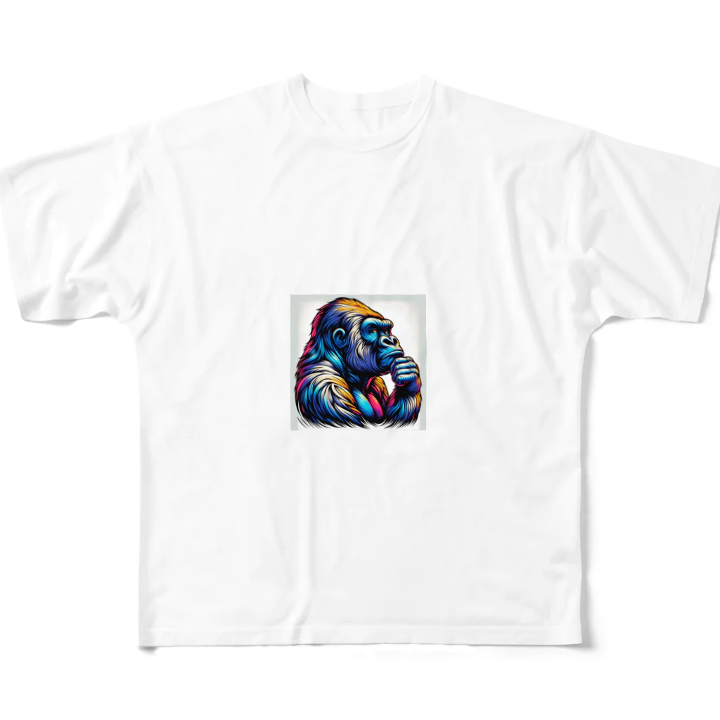 miidayo1のおとぼけゴリラの横顔 All-Over Print T-Shirt