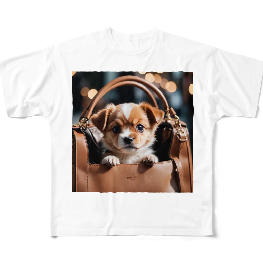 hanako_nono21のバッグに入った犬 フルグラフィックTシャツ