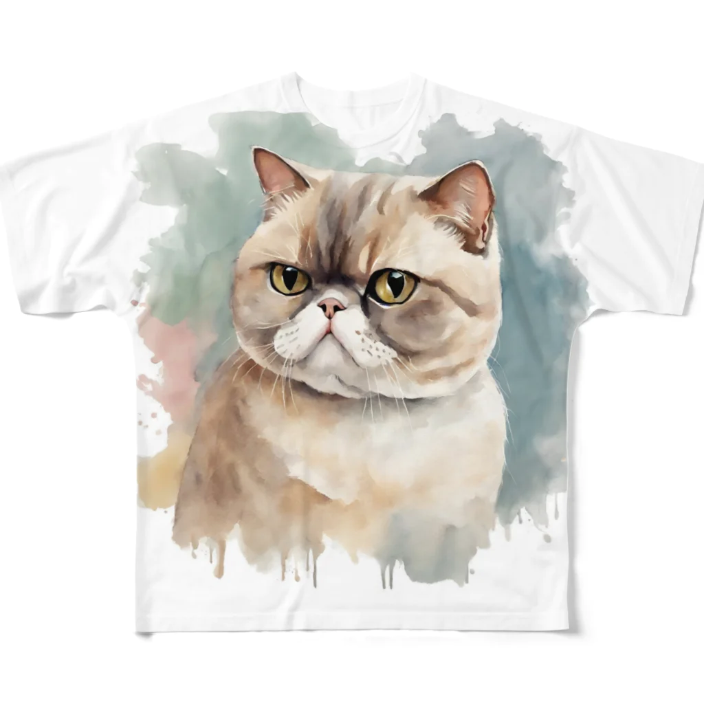 yae_8の猫　ストリートアート風 フルグラフィックTシャツ