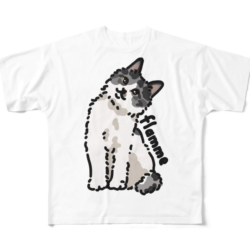 みきぞーん｜保護猫 ミッキー画伯と肉球とおともだちのflamme フルグラフィックTシャツ