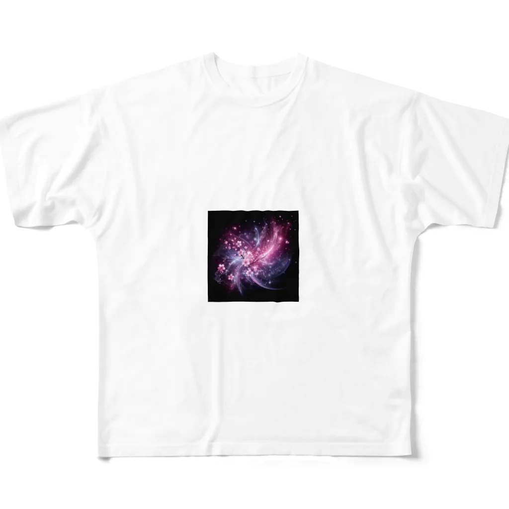運気上昇グッズストアの宇宙桜 フルグラフィックTシャツ