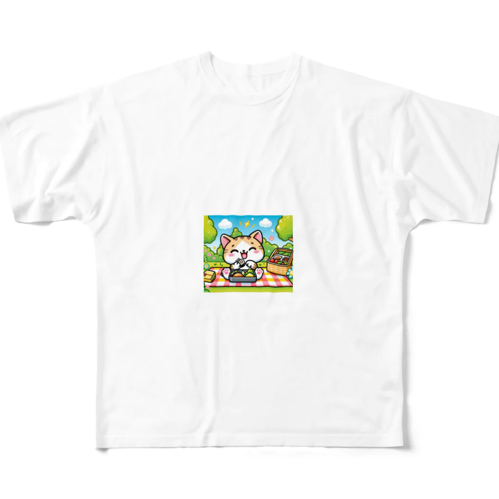 子猫カーニバルの遠足の楽しいお弁当タイム フルグラフィックTシャツ