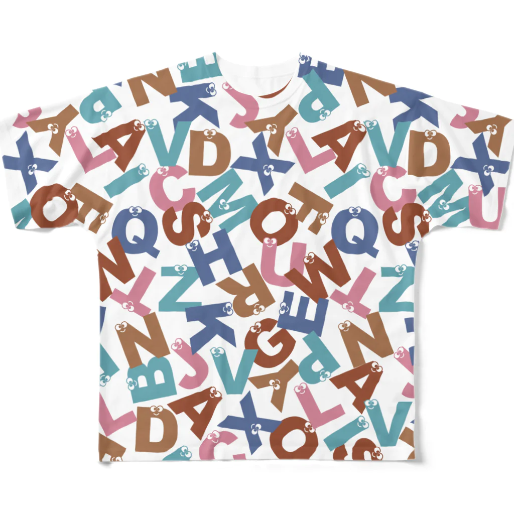 親子設計 ruchire 『知育文字』のアルファベットメンメ付 All-Over Print T-Shirt