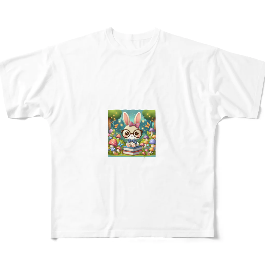 denyo dreamのウサギのアマリリス フルグラフィックTシャツ