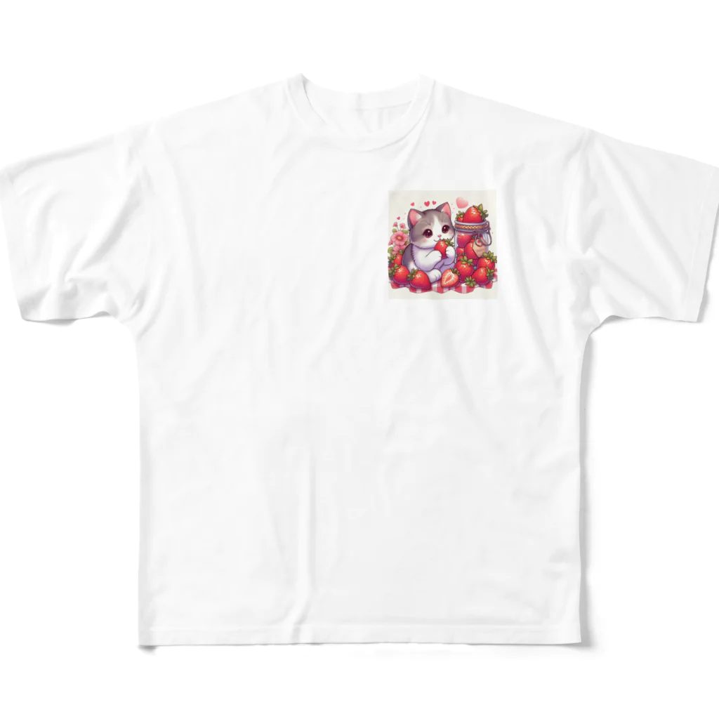 いちごと一緒🍓のいちごと猫シリーズ All-Over Print T-Shirt