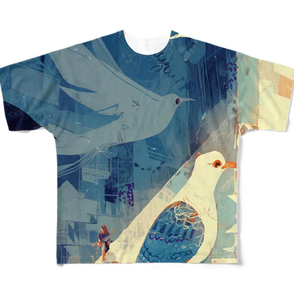 AQUAMETAVERSEの静寂の中の鳥　なでしこ1478 All-Over Print T-Shirt