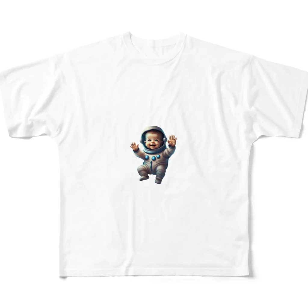 変わり者の集まりのベビー宇宙飛行士 フルグラフィックTシャツ