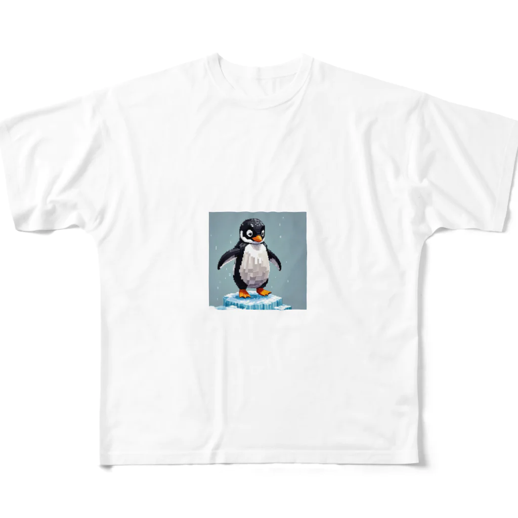 amiyoのちょっと切なそうなペンギン フルグラフィックTシャツ