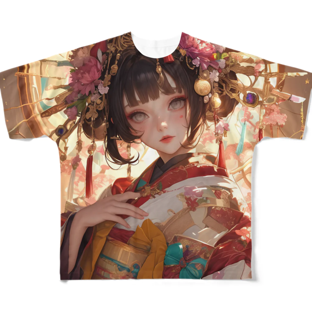 AQUAMETAVERSEの桜の庭園に咲く、黄金の姫君 Marsa 106 フルグラフィックTシャツ