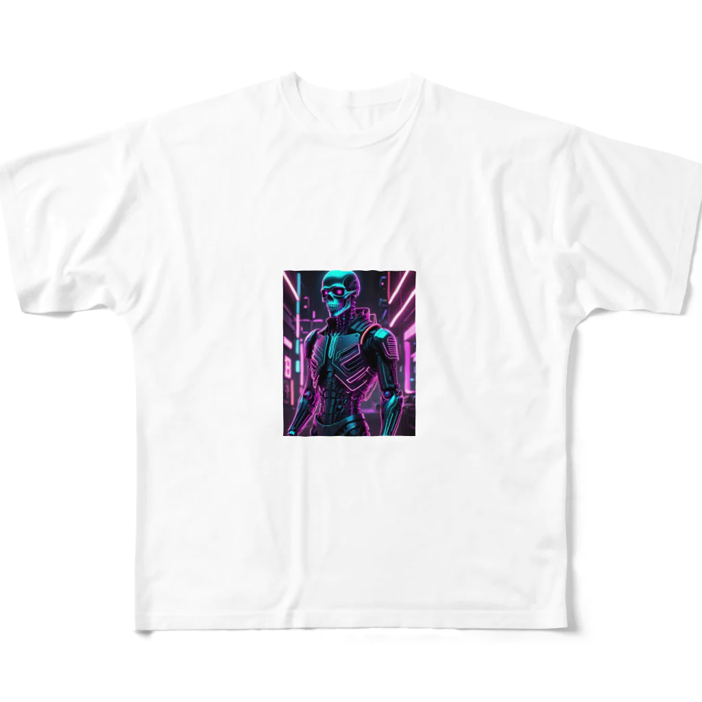 Skeletonの超クールな骸骨のサイバーパンクアート！ All-Over Print T-Shirt