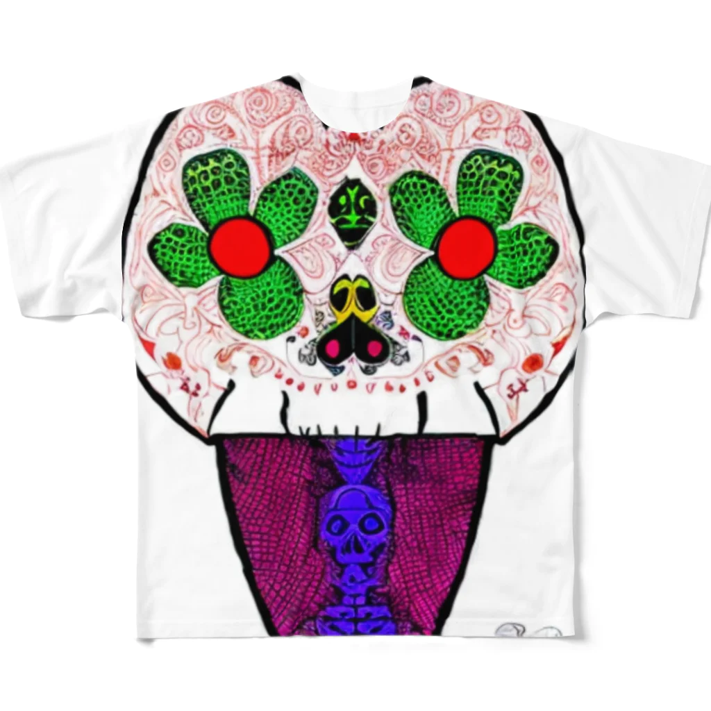 涼雅アパレルショップ  のメキシコ髑髏 All-Over Print T-Shirt