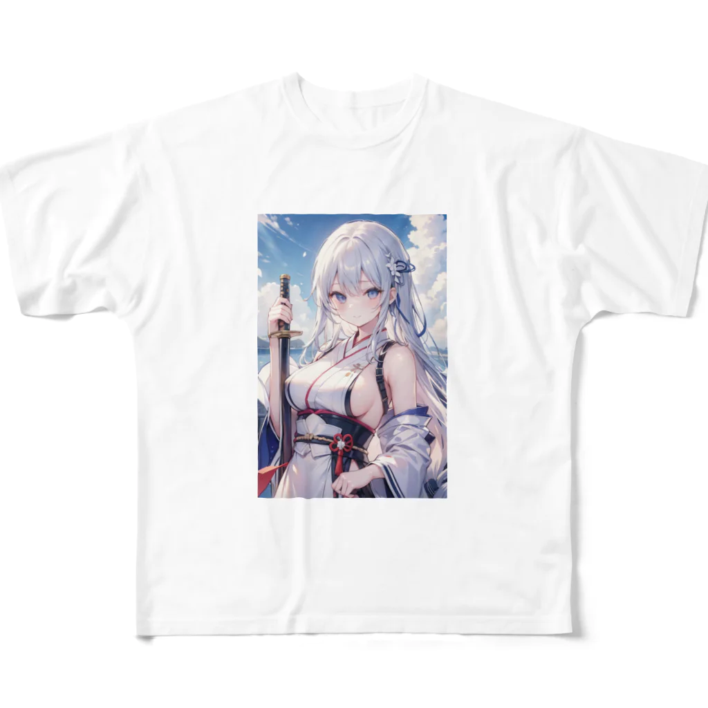 巫女スタぐらむの日本刀をもった美少女 All-Over Print T-Shirt