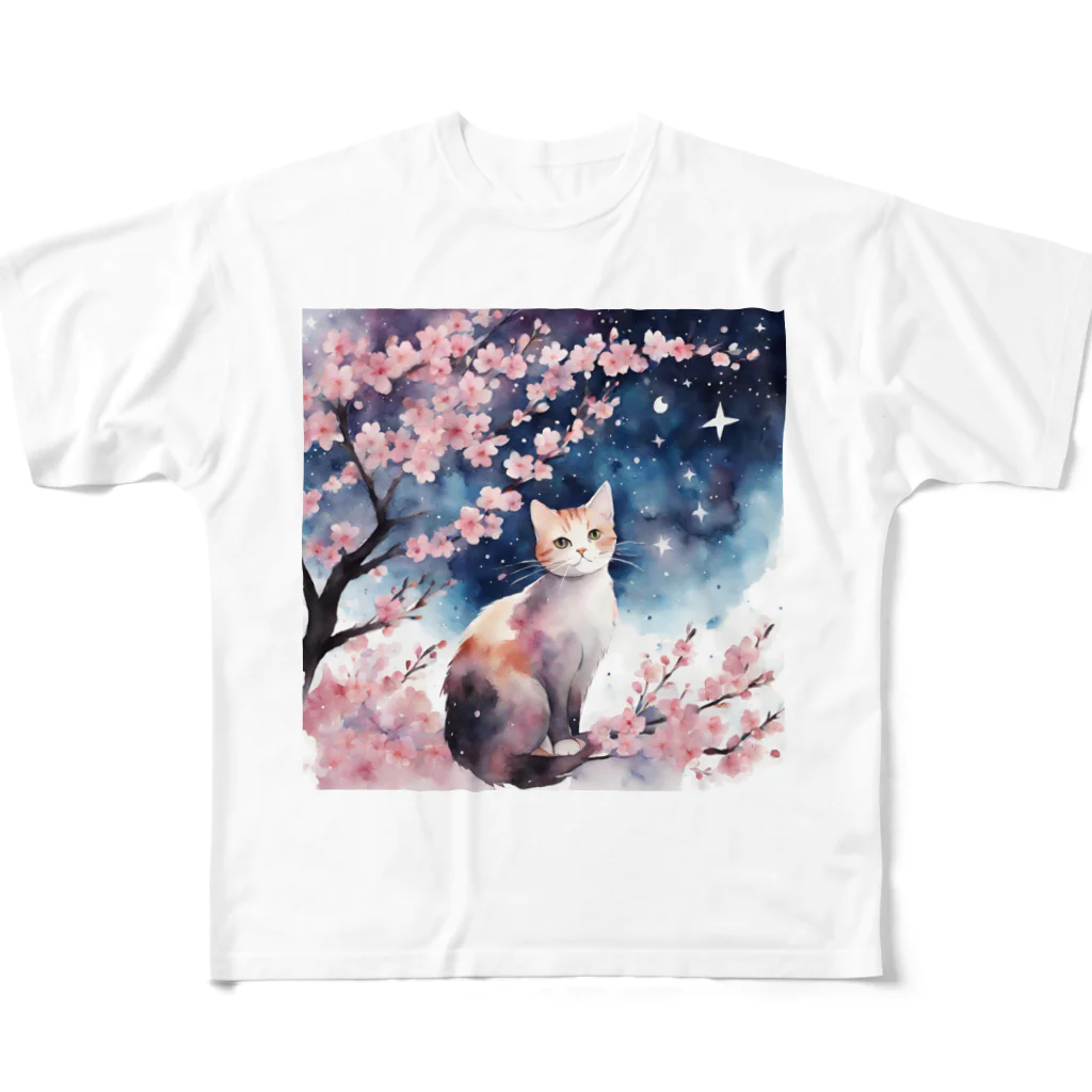星降る夜にのsakura cat1 All-Over Print T-Shirt