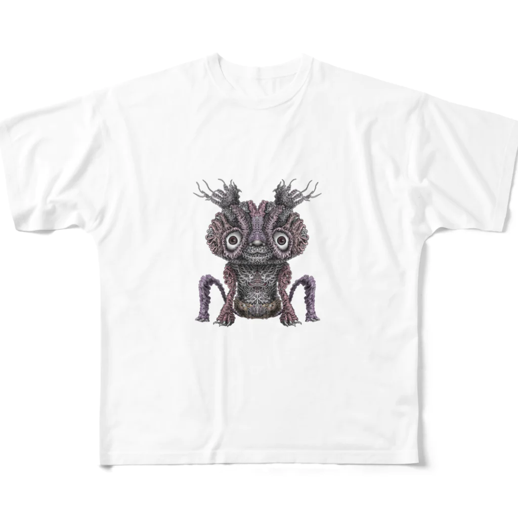 ハラDの風変わりショップのヤミdog 犬ちゃん フルグラフィックTシャツ