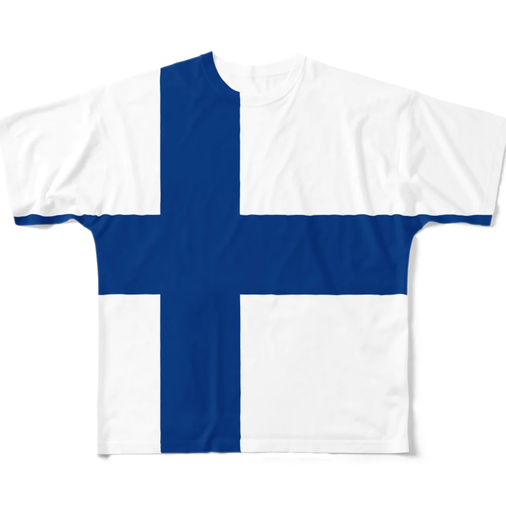 お絵かき屋さんのフィンランドの国旗 フルグラフィックTシャツ