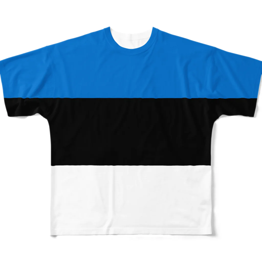 お絵かき屋さんのエストニアの国旗 フルグラフィックTシャツ