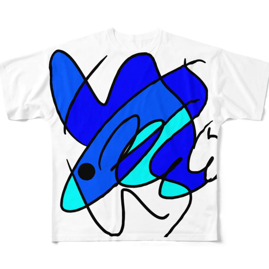 ノラうさきゅん☆の魚介類くん フルグラフィックTシャツ