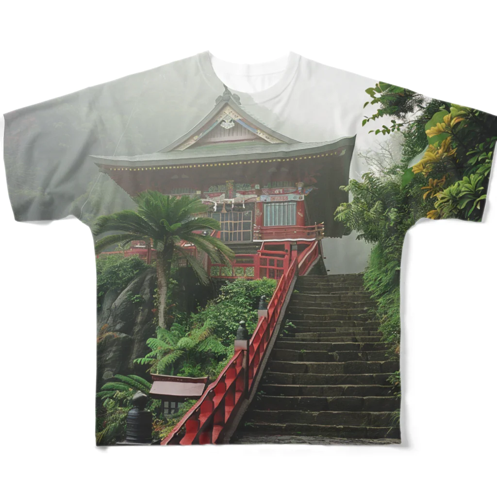 AQUAMETAVERSEの山頂にある神秘的な神社 アメジスト2846 All-Over Print T-Shirt