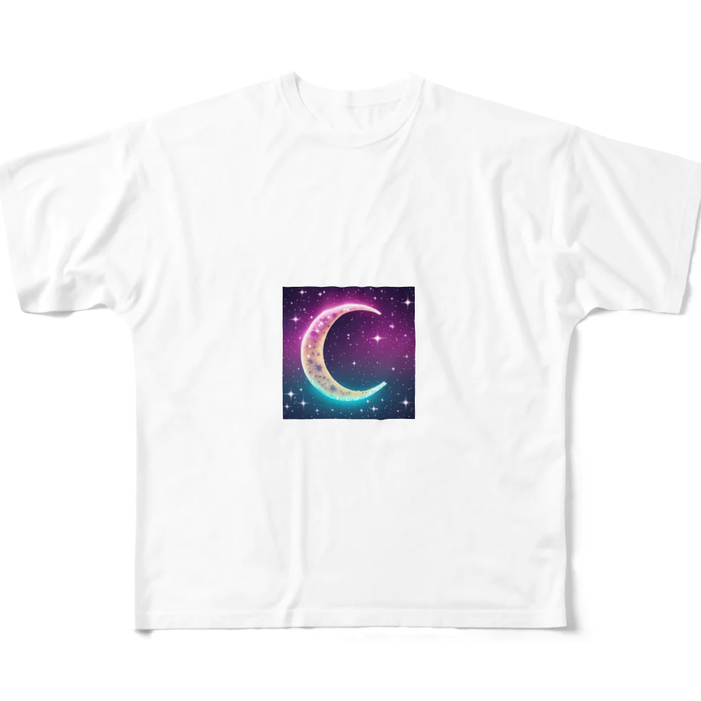 moonlightcatのグラデーションネオンカラームーン All-Over Print T-Shirt