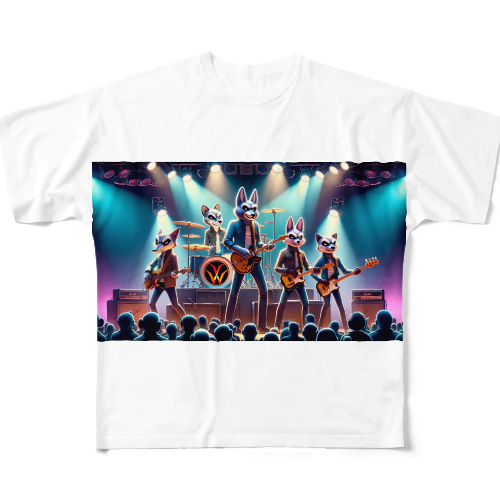 ANIMAL HEROES -musical band-のワイルドロックフェスタ - ダンシングアニマルズ All-Over Print T-Shirt