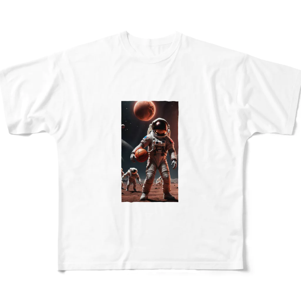 SwishStyle のバスケ宇宙時代 フルグラフィックTシャツ