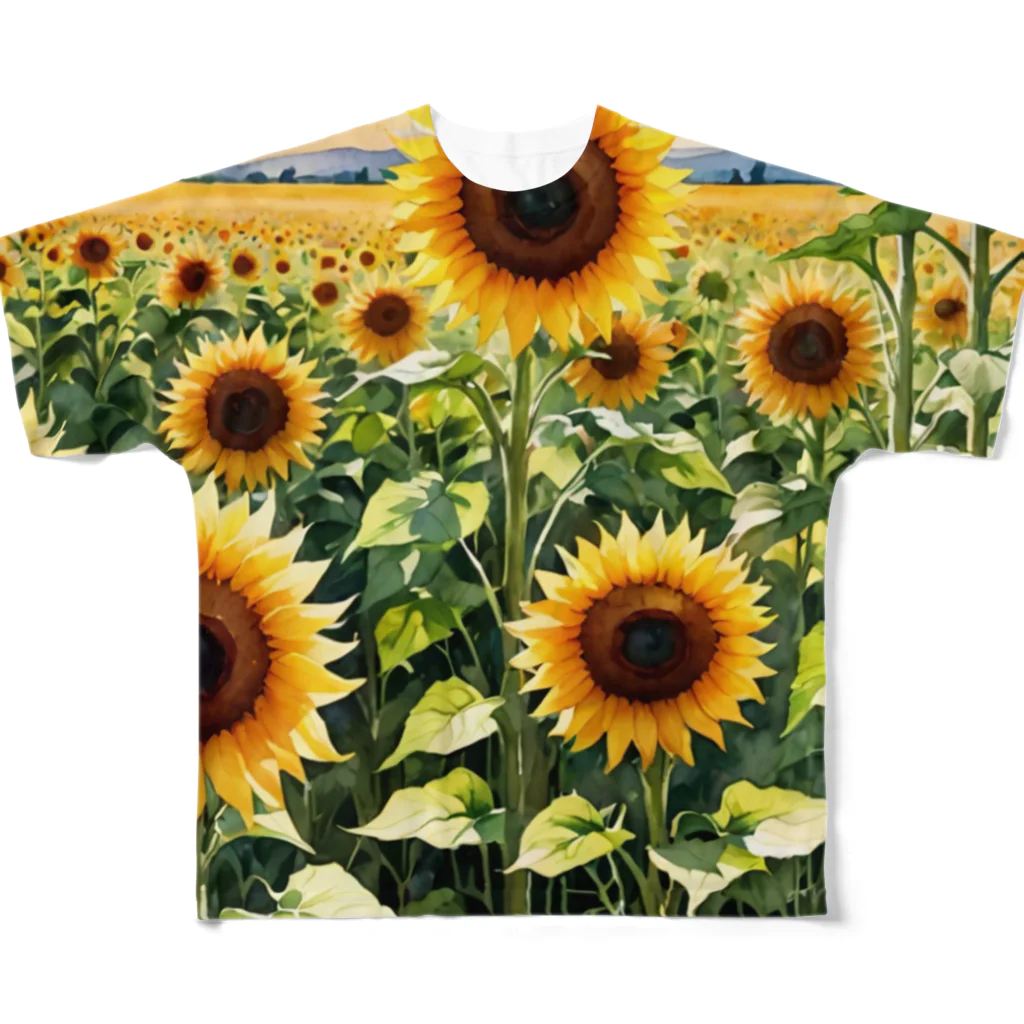 LOGOstylesの変わらぬ　ひまわり All-Over Print T-Shirt