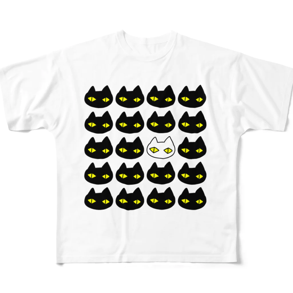 F2 Cat Design Shopの黒猫ボディーガード 001 フルグラフィックTシャツ